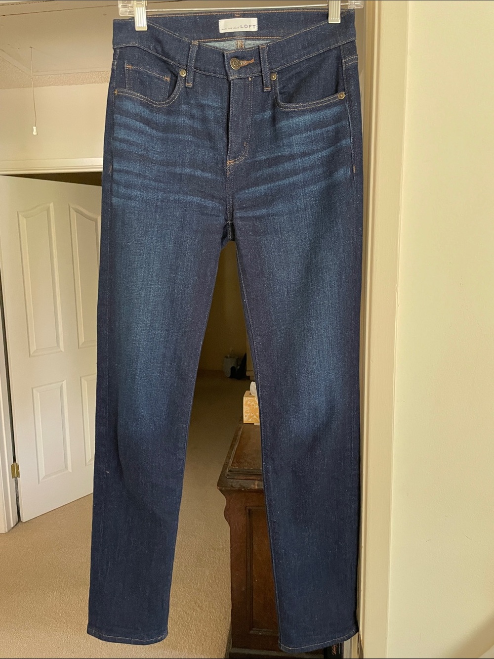 LOFT Women's Dark Indigo Slim Straight Jeans
